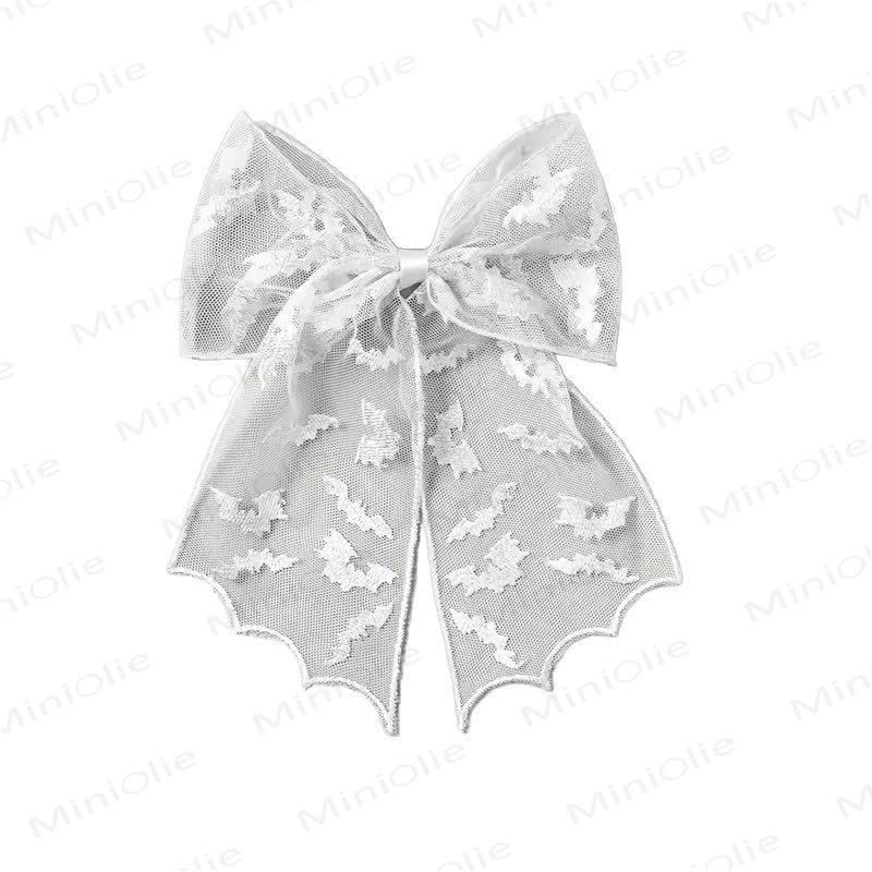 1PC Baby Halloween Mesh Hair Clip - White Bat - image 6
