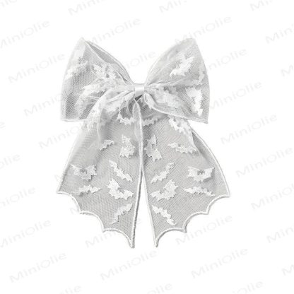 1PC Baby Halloween Mesh Hair Clip - White Bat - image 6