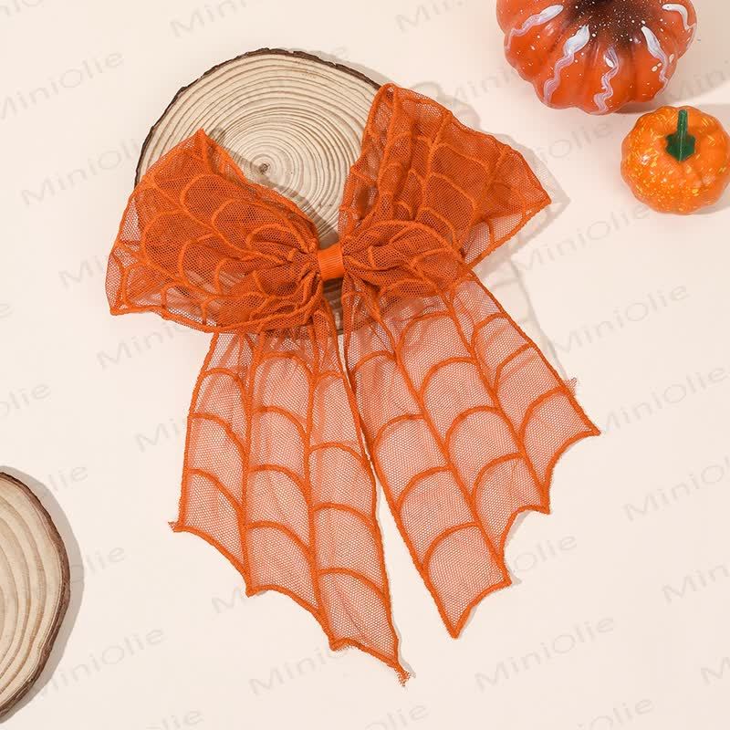 1PC Baby Halloween Mesh Hair Clip - Orange Spiderweb - image 9