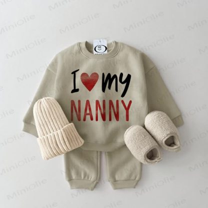 I LOVE MY NANNY Baby Sweatshirt 2-piece Grey Green Set - Grey Green - 2-3T - image 1