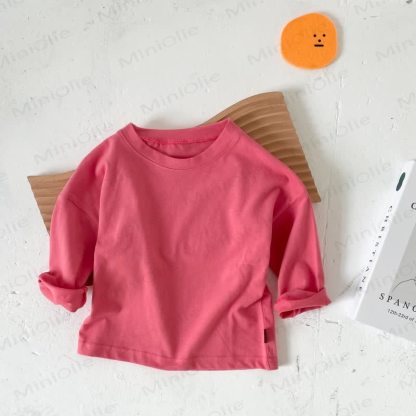 Toddler Crewneck Long Sleeve Solid Color T-Shirt - Red - 8-9T - image 4