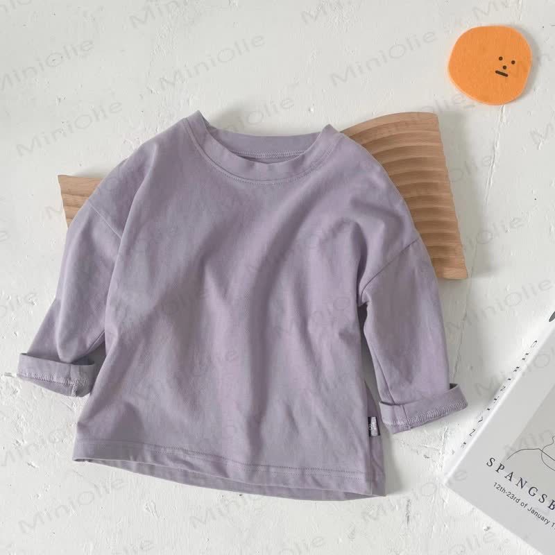 Toddler Crewneck Long Sleeve Solid Color T-Shirt - Purple - 8-9T - image 5