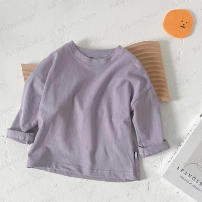 Toddler Crewneck Long Sleeve Solid Color T-Shirt - Purple - 8-9T - image 5