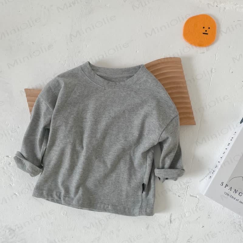 Toddler Crewneck Long Sleeve Solid Color T-Shirt - Gray - 8-9T - image 6