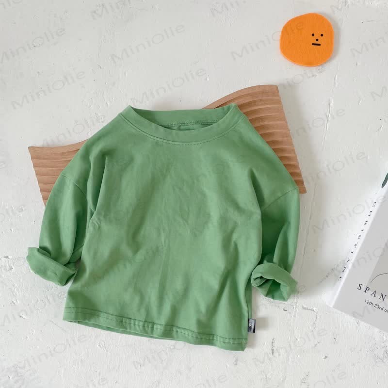 Toddler Crewneck Long Sleeve Solid Color T-Shirt - Green - 8-9T - image 7