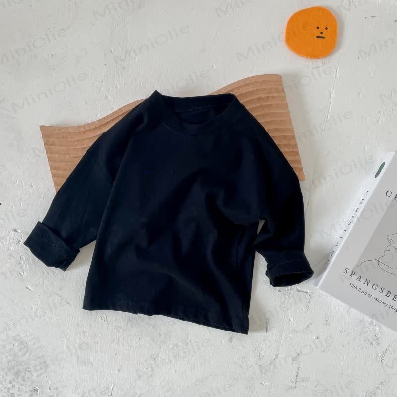 Toddler Crewneck Long Sleeve Solid Color T-Shirt - Black - 8-9T - image 8