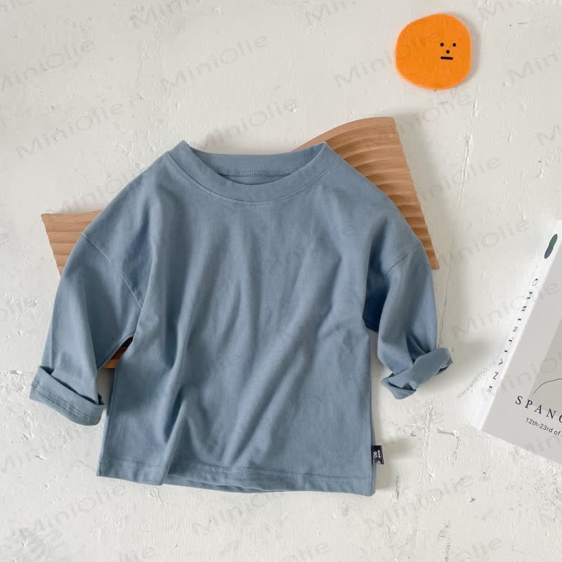 Toddler Crewneck Long Sleeve Solid Color T-Shirt - Light Blue - 8-9T - image 9