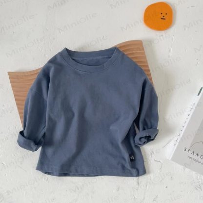 Toddler Crewneck Long Sleeve Solid Color T-Shirt - Dark Blue - 8-9T - image 10
