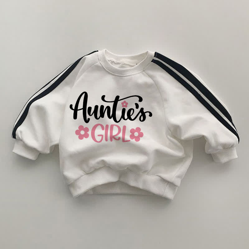 AUNTIE'S GIRL Baby Black Striped Sleeve White Sweatshirt - White - 2-3T - image 1