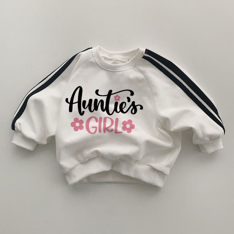AUNTIE'S GIRL Baby Black Striped Sleeve White Sweatshirt - White - 2-3T - image 1