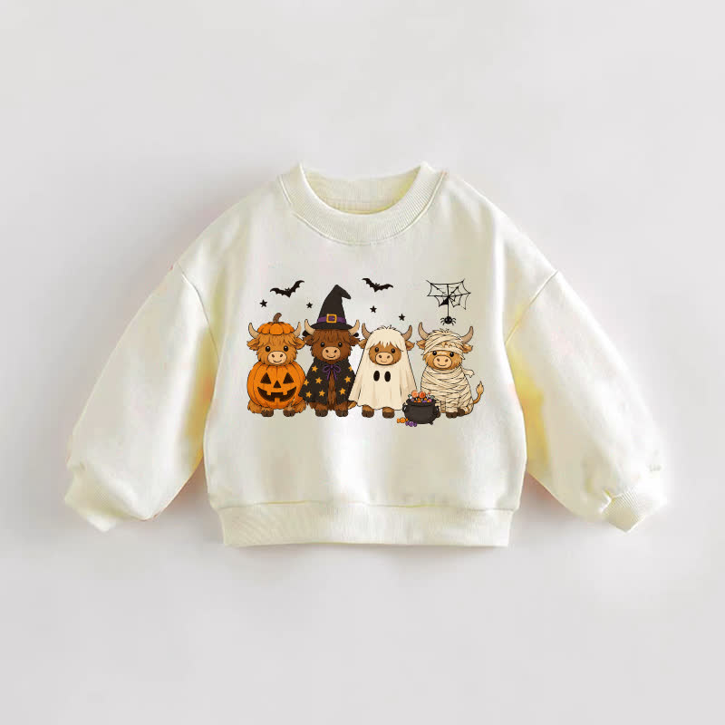 Baby Toddler Halloween Cow Cream Sweatshirt - Cream - 3-5T - image 1