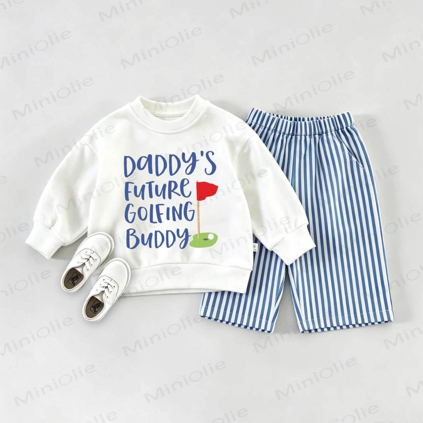 DADDY'S FUTURE GOLFING BUDDY Baby Sweatshirt 2-piece Set - White&Blue - 2-3T - image 1