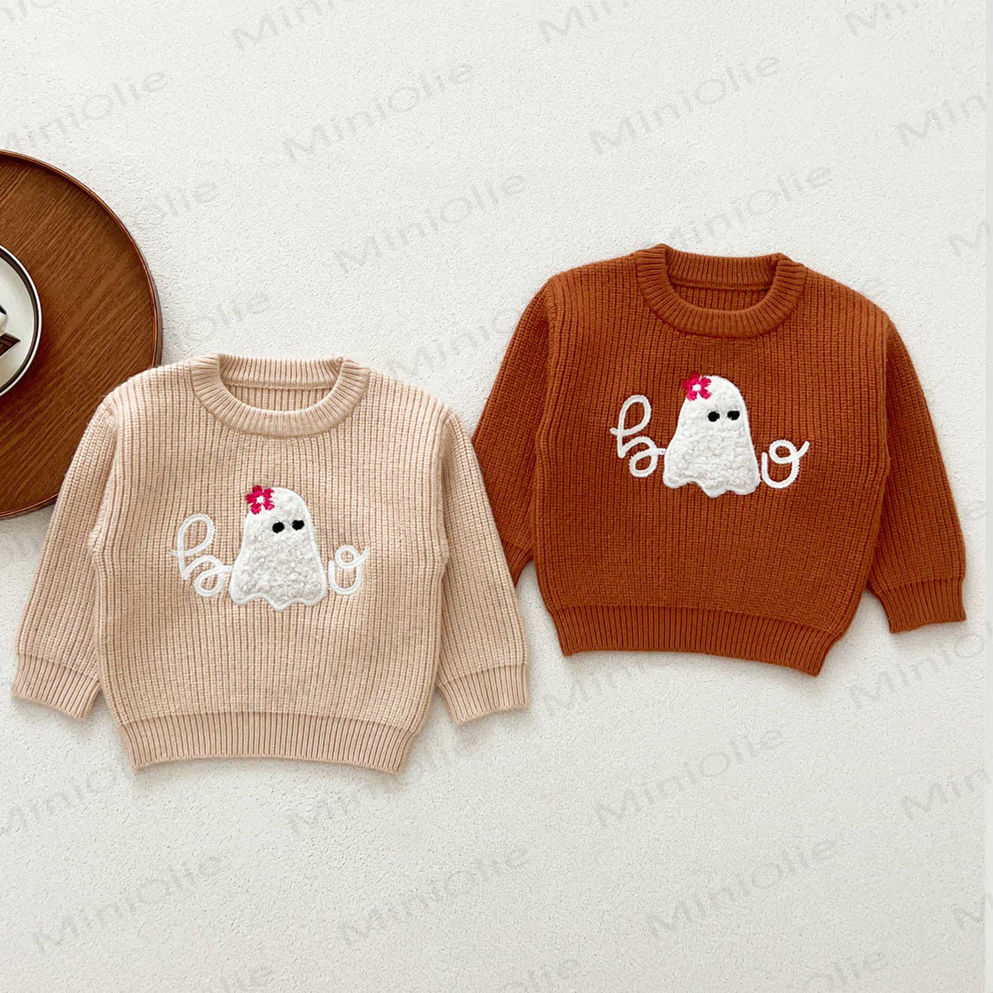 Baby Ghost Applique Knit Sweater - image 1