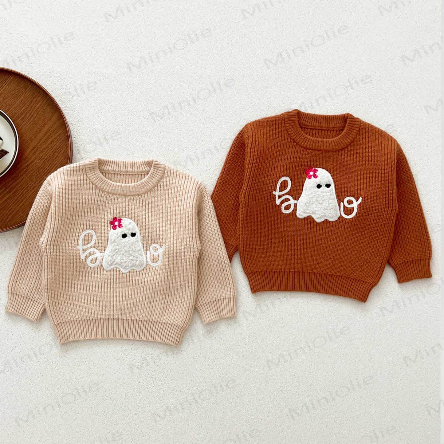 Baby Ghost Applique Knit Sweater - image 1