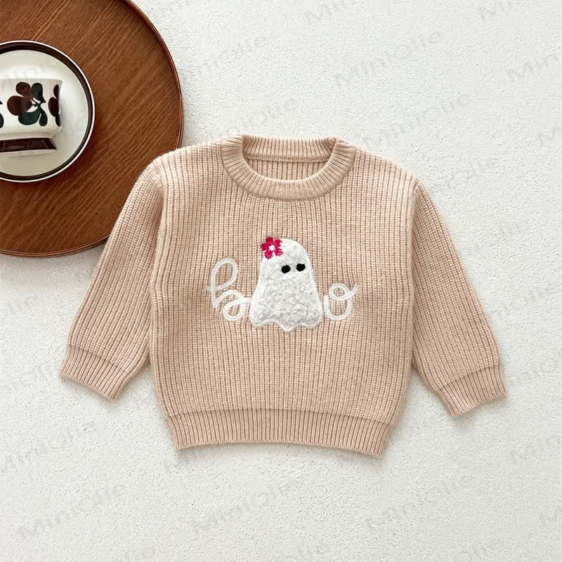 Baby Ghost Applique Knit Sweater - Beige - 2-3T - image 5