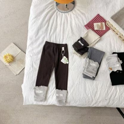 Baby Soft Knit Ruffle Cuff Leggings - Brown - 3-4T - image 1