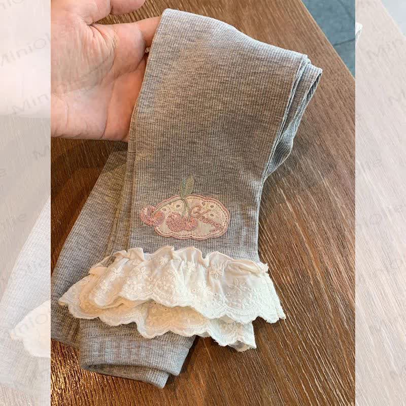 Baby Toddler Girl Sweet Ribbed Leggings - Gray - 4-5T - image 3