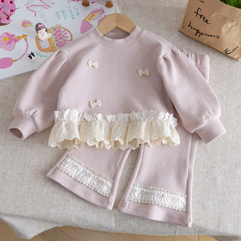 Baby Toddler Girl Pink Blush Lace Top and Pants 2-piece Set - Pink - 6-7T - image 1