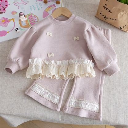 Baby Toddler Girl Pink Blush Lace Top and Pants 2-piece Set - Pink - 6-7T - image 1