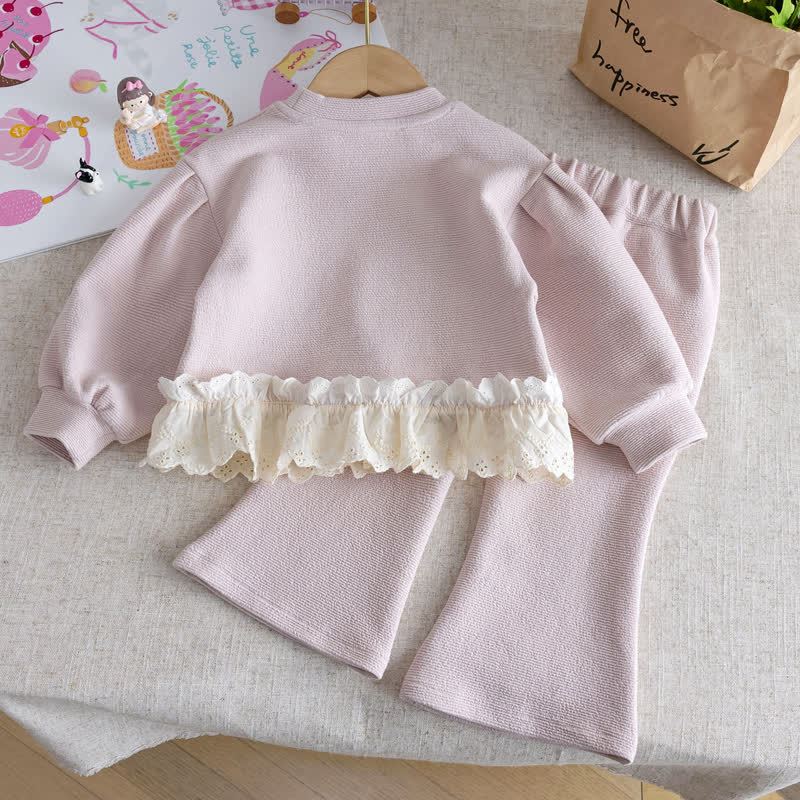 Baby Toddler Girl Pink Blush Lace Top and Pants 2-piece Set - image 2