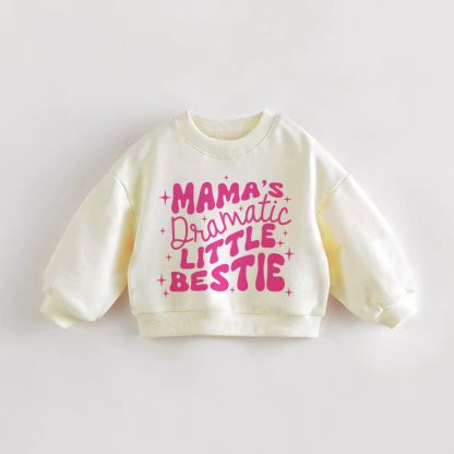 MAMA'S DRAMATIC LITTLE BESTIE Baby Toddler Cream Sweatshirt - Cream - 3-5T - image 1