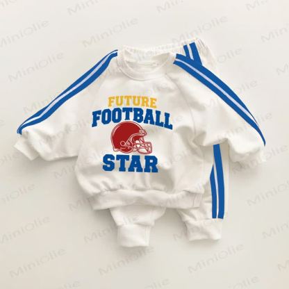 FUTURE FOOTBALL STAR Baby Blue Striped 2-piece Set - White&Blue - 3-5T - image 1