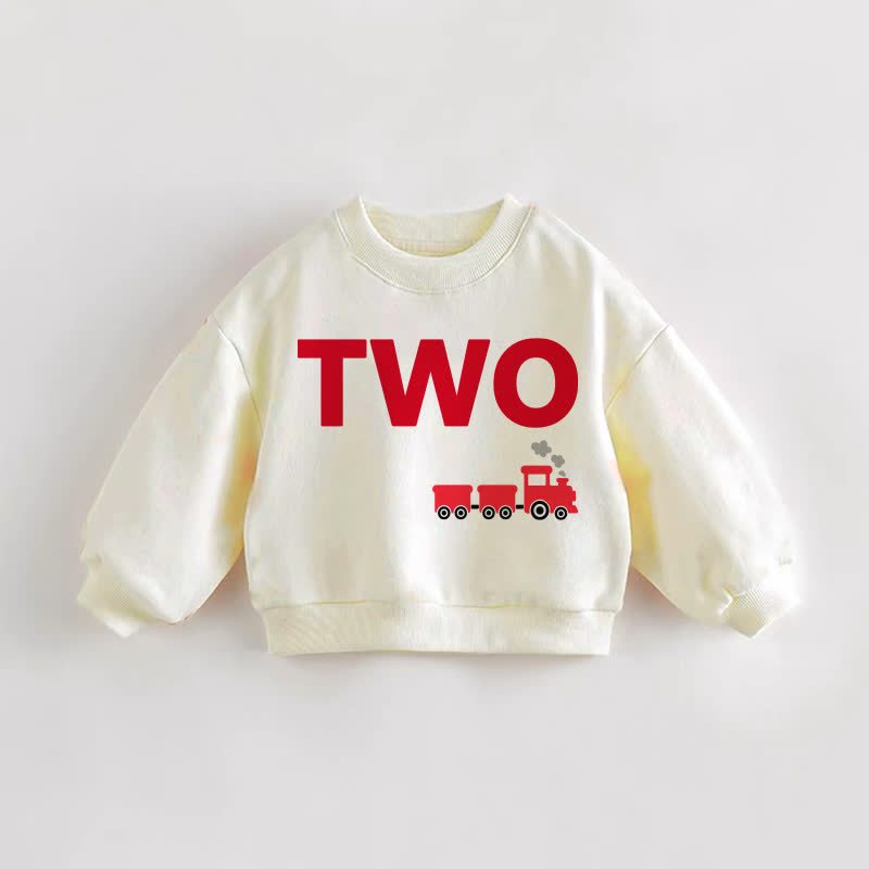 TWO Baby Toddler Train Print Cream Sweatshirt - Cream - 3-5T - image 1