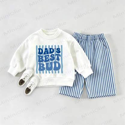 DAD'S BEST BUD Baby Sweatshirt 2-piece Set - White&Blue - 2-3T - image 1