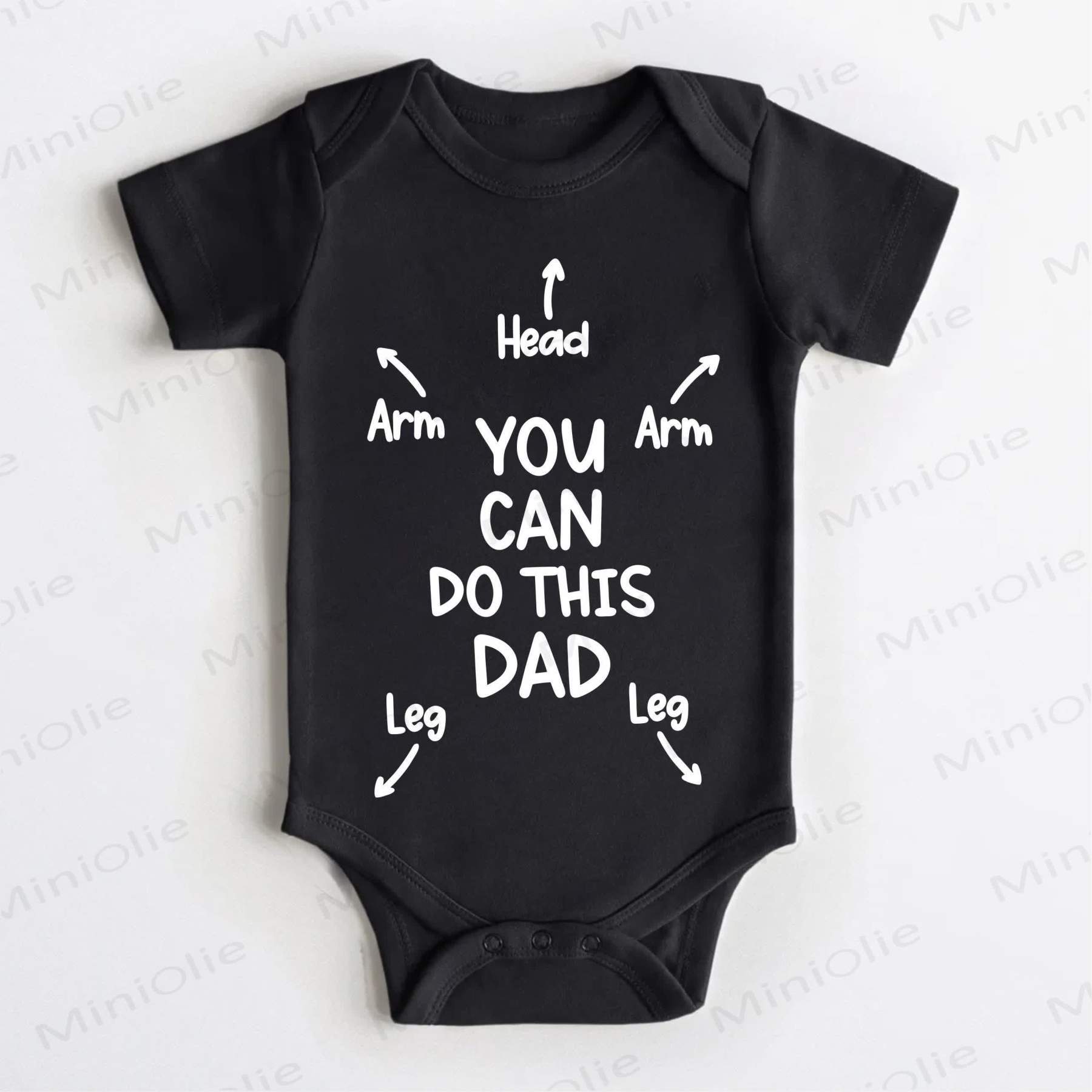 YOU CAN DO THIS DAD HEAD ARM ARM LEG LEG Baby Black Bodysuit - Black - 18-24M - image 1
