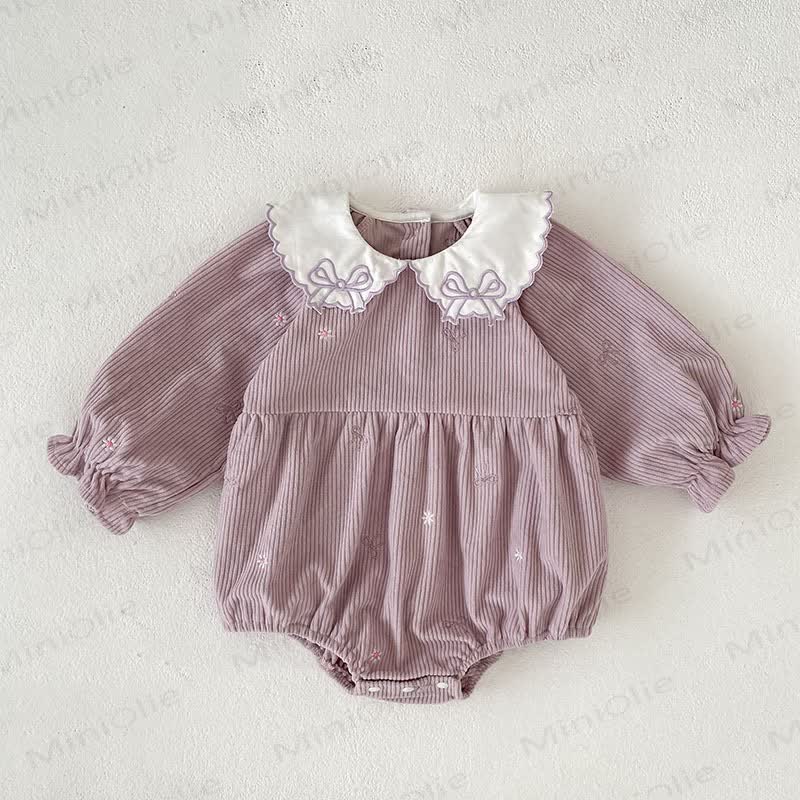 Baby Girl Corduroy Peter Pan Collar Dress and Bodysuit - Purple Bodysuit - 18-24M - image 5