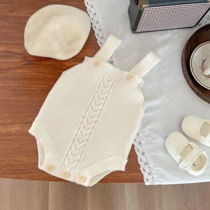 Baby Toddler Cable Knit Cardigan or Bodysuit - Beige Bodysuit - 2-3T - image 5