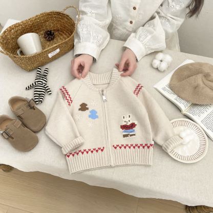 Baby Toddler Cartoon Knit Cardigan or Denim Pants - Cardigan - 4-5T - image 2