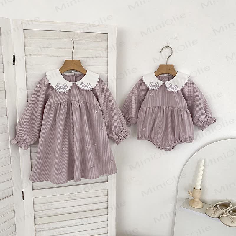 Baby Girl Corduroy Peter Pan Collar Dress and Bodysuit - image 2