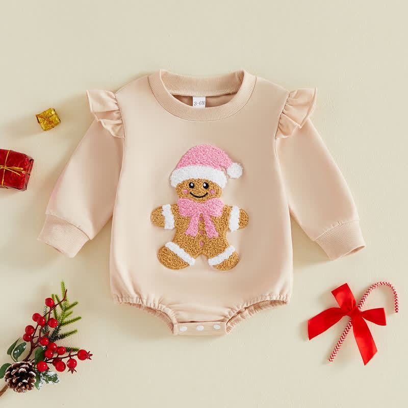 Baby Gingerbread Ruffle Bodysuit - Beige - 12-18M - image 1