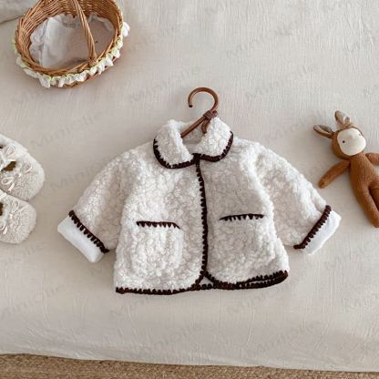 Baby Sherpa Contrast Trim Collar Jacket - Beige - 3-4T - image 3