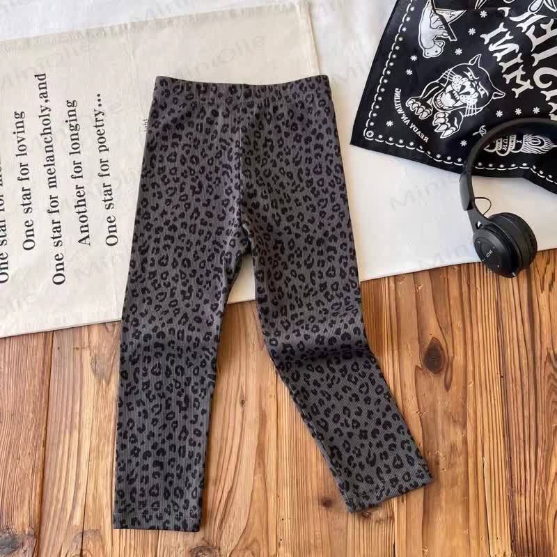 Baby Leopard & Star Print Ribbed Leggings - Gray - 2-3T - image 3