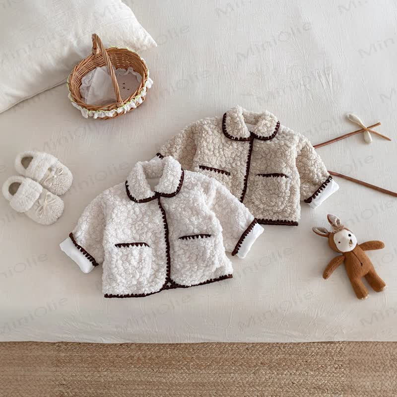 Baby Sherpa Contrast Trim Collar Jacket - image 1