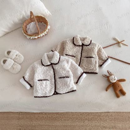 Baby Sherpa Contrast Trim Collar Jacket - image 1