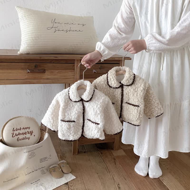 Baby Sherpa Contrast Trim Collar Jacket - image 2