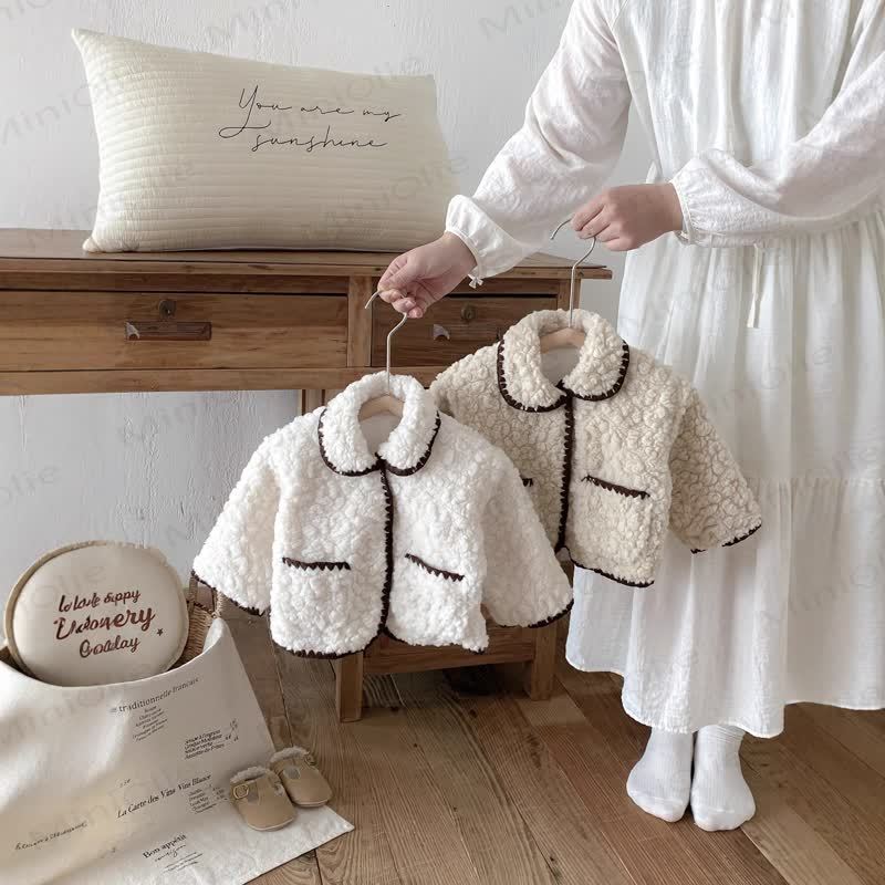 Baby Sherpa Contrast Trim Collar Jacket - image 2