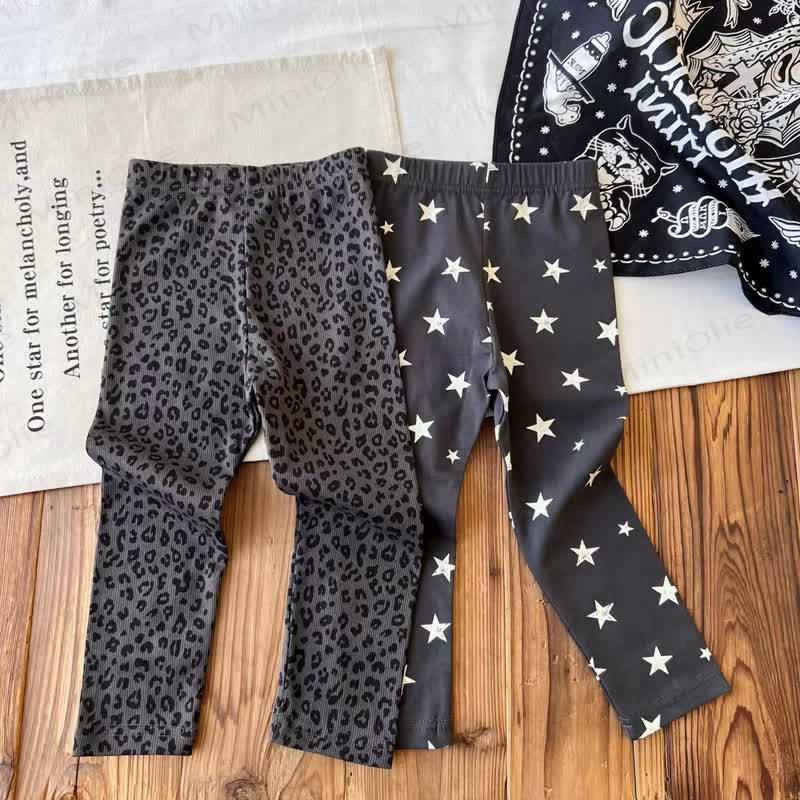 Baby Leopard & Star Print Ribbed Leggings - image 1
