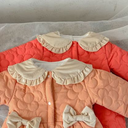 Baby Quilted Ruffle Collar Snap Front Romper - image 5