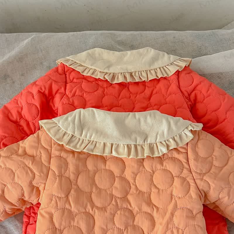 Baby Quilted Ruffle Collar Snap Front Romper - image 6