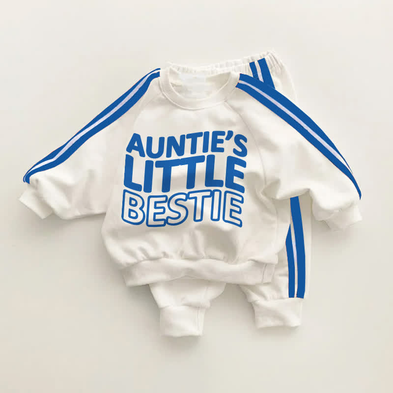 AUNTIE'S LITTLE BESTIE Baby Toddler Blue Striped 2-piece Set - White&Blue - 3-5T - image 1
