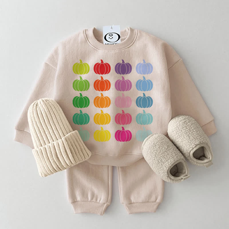 Baby Colorful Pumpkins Beige Sweatshirt 2-piece Set - Beige - 2-3T - image 1