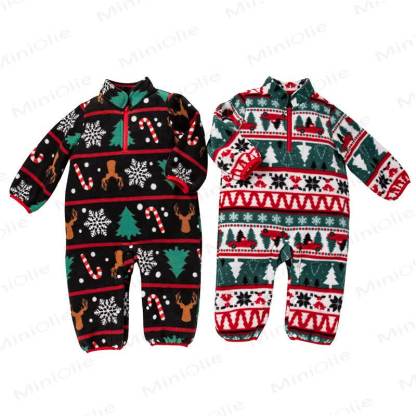 Baby Christmas Fleece Half Zip Romper - image 7