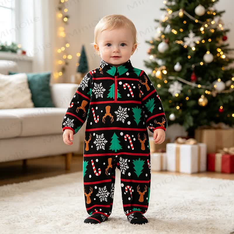Baby Christmas Fleece Half Zip Romper - image 6