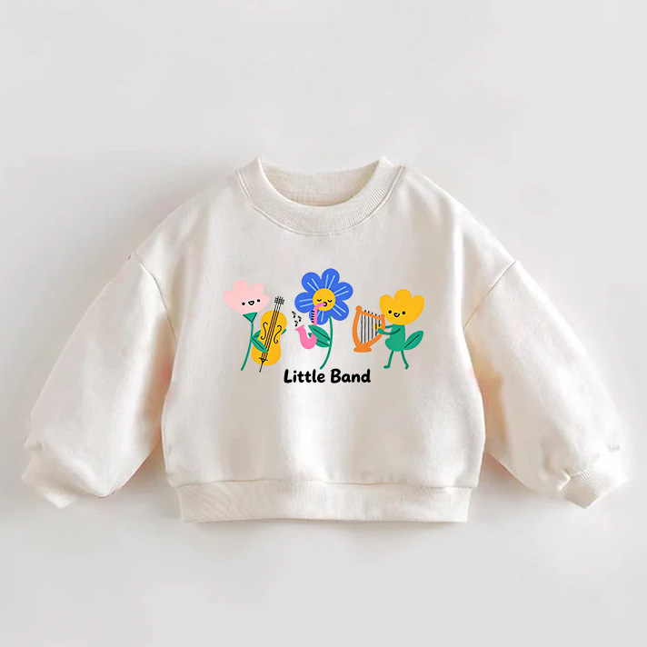 LITTLE BAND Baby Toddler Flower Cream Sweatshirt - Cream - 3-5T - image 1