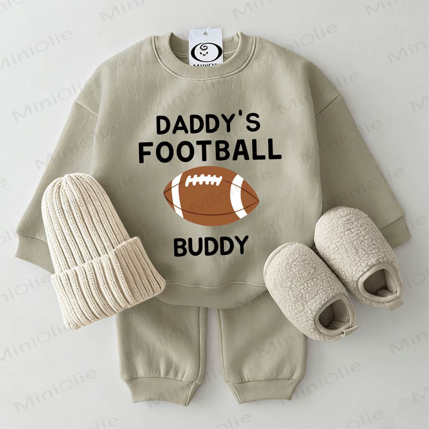 DADDY'S FOOTBALL BUDDY Baby Sweatshirt 2-piece Set - Grey Green - 2-3T - image 1