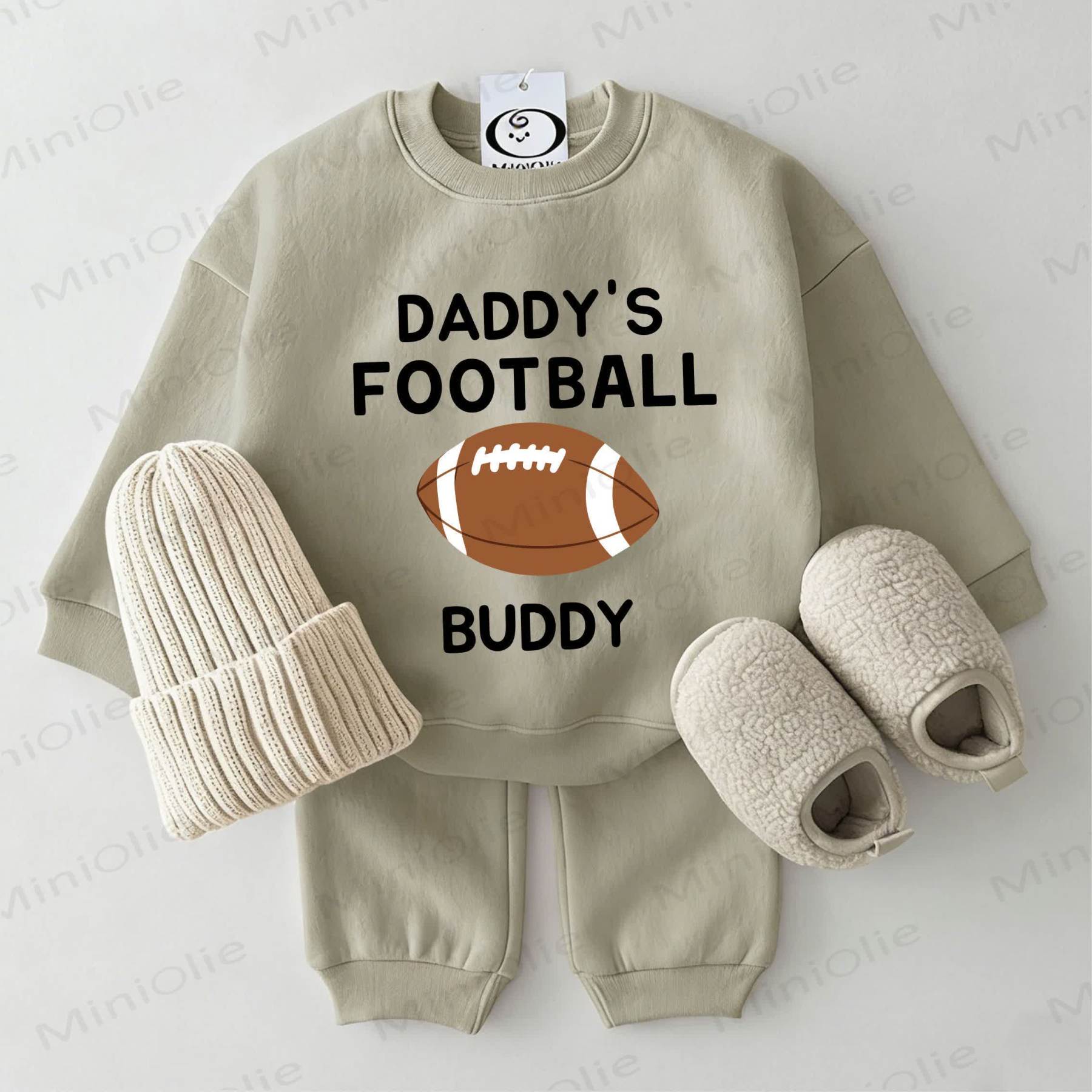 DADDY'S FOOTBALL BUDDY Baby Sweatshirt 2-piece Set - Grey Green - 2-3T - image 1